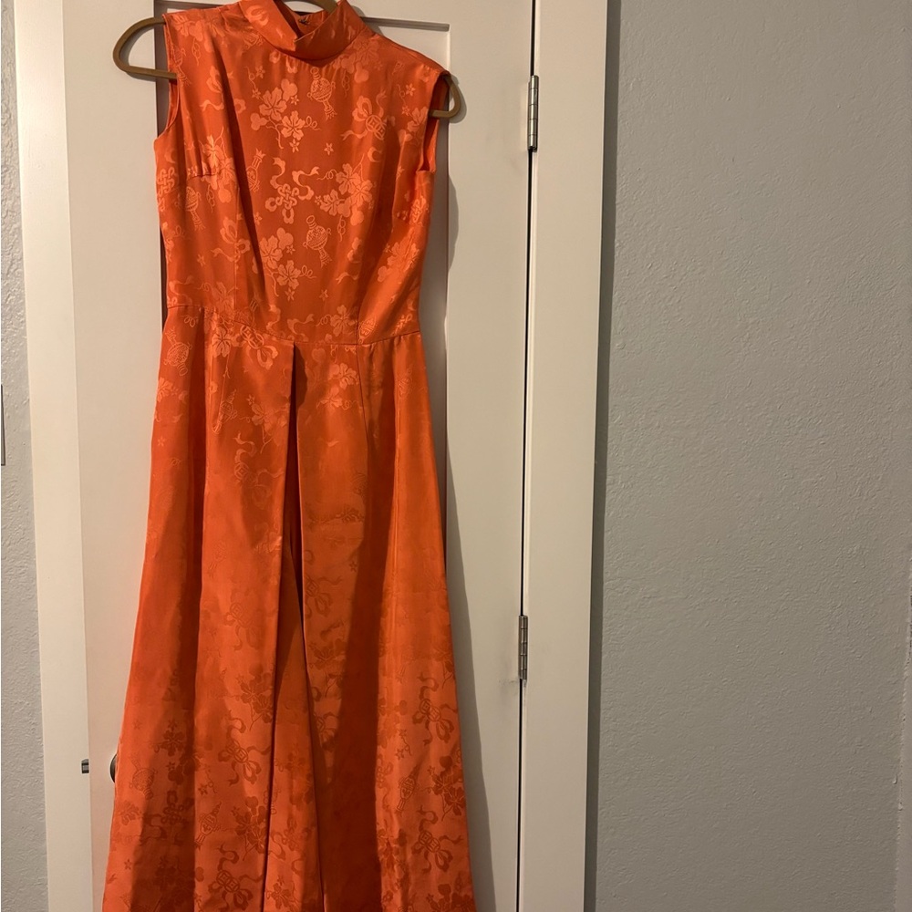 Dynasty 100% silk peach jumpsuit from HongKong (vintage, 1960s, great condition)